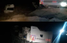 برخورد شدید ۲ تریلی در محور لار-بندرعباس