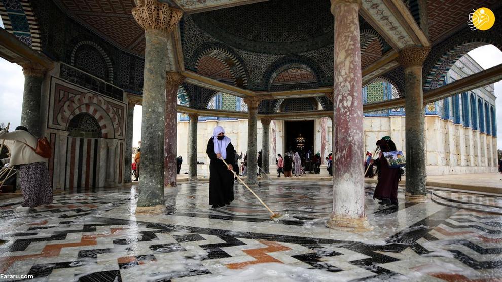 عکس/ شست و شوی مسجد الاقصی