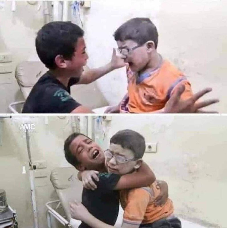 عکس/ شادی پسر فلسطینی از زنده بودن برادرش پس از بمباران صهیونیست ها