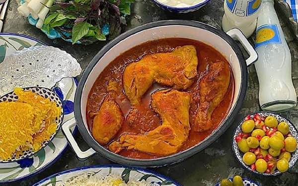 طرز تهيه خورش مرغ زعفراني خوشمزه و مجلسي براي مهماني