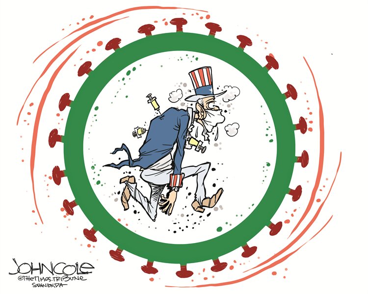 کاریکاتور/ آخرین اقدامات آمریکا برای کنترل کرونا را ببینید!