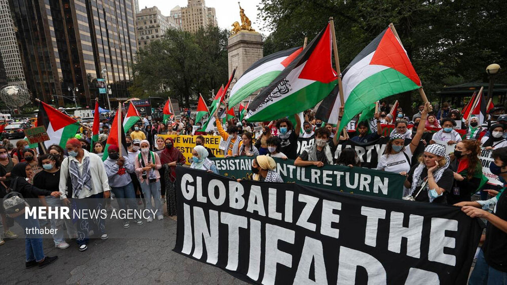 تظاهرات حمایت از فلسطینیان در نیویورک