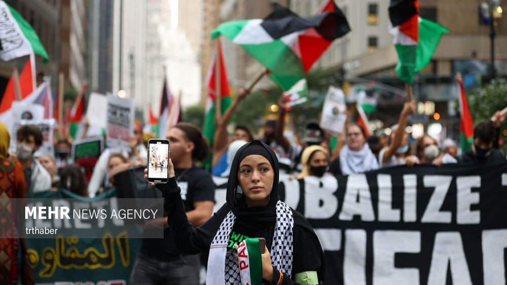 تظاهرات حمایت از فلسطینیان در نیویورک