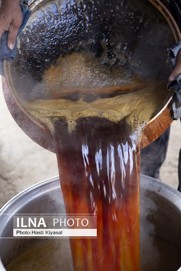 عکس/ تولید سنتی شیره انگور در روستای «بهارستان» سبزوار