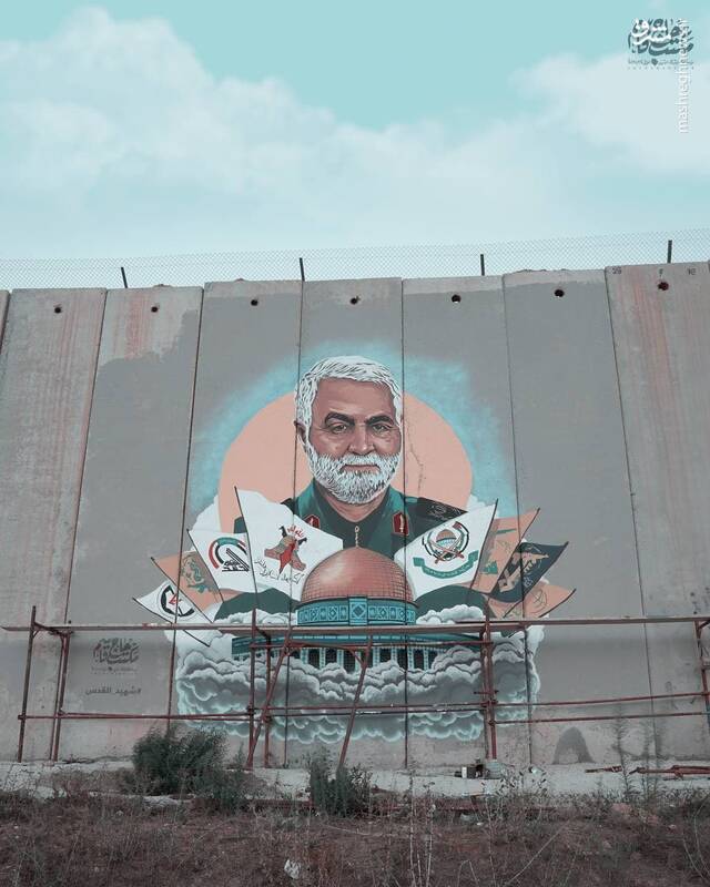 عکس/ نقاشی چهره حاج قاسم در مرز لبنان و فلسطین