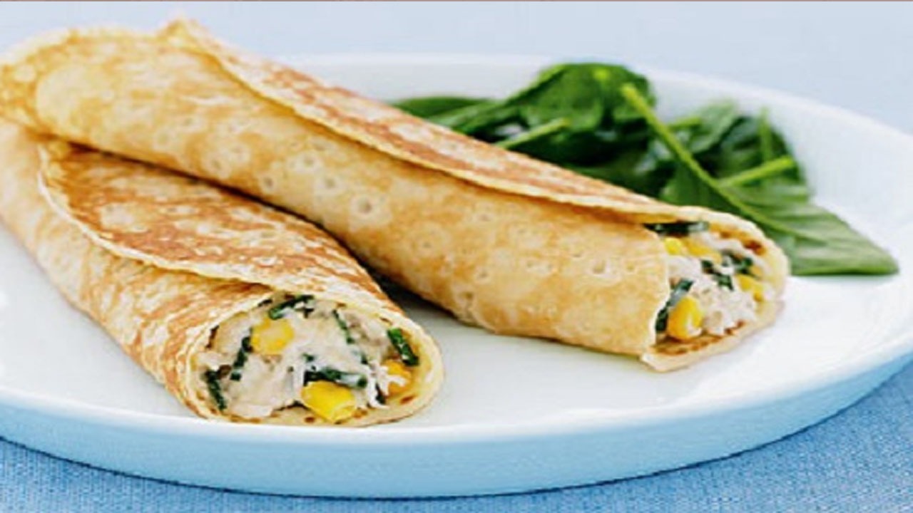 طرز تهیه کرپ رول مرغ و اسفناج