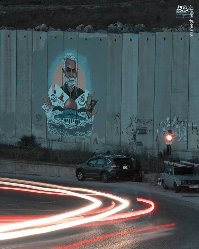 عکس/ نقاشی چهره حاج قاسم در مرز لبنان و فلسطین