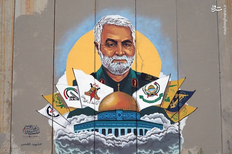 عکس/ نقاشی چهره حاج قاسم در مرز لبنان و فلسطین