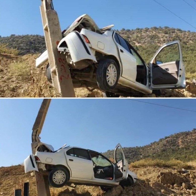 عکس/ برخورد عجیب یک دستگاه خودرو با پایه برق در یاسوج