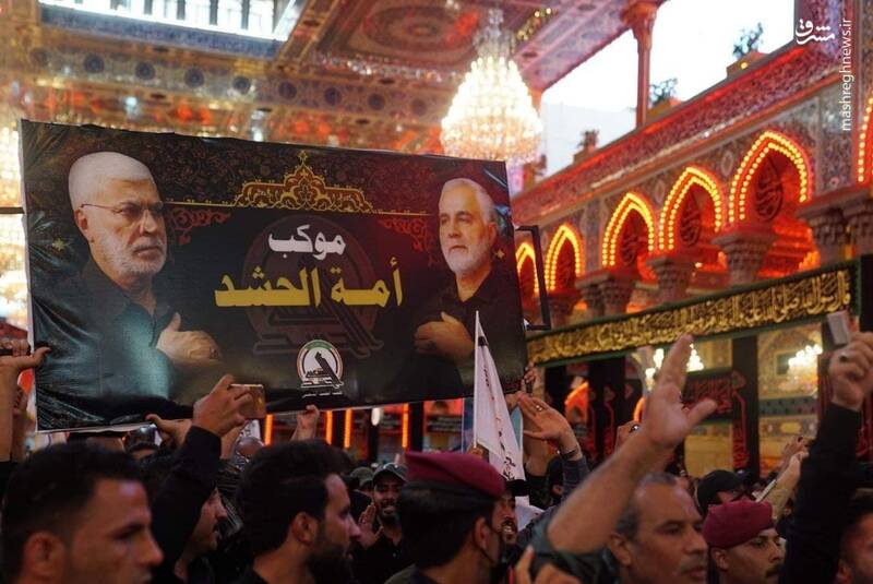 عکس/ دسته عزاداری حشدالشعبی در بین الحرمین
