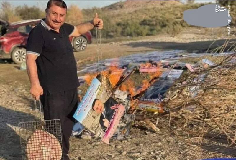 کاندیدای شکست‌خورده عراق پوسترها را کباب کرد!