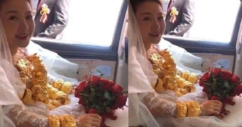 شوآف عجیب عروس چینی در استفاده از طلا!