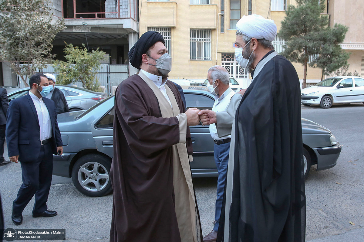 دیدار صمیمی سید حسن خمینی و فرزند علامه حسن زاده آملی‎(ره) 