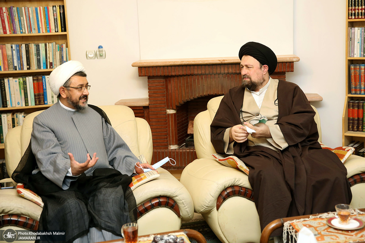 دیدار صمیمی سید حسن خمینی و فرزند علامه حسن زاده آملی‎(ره) 