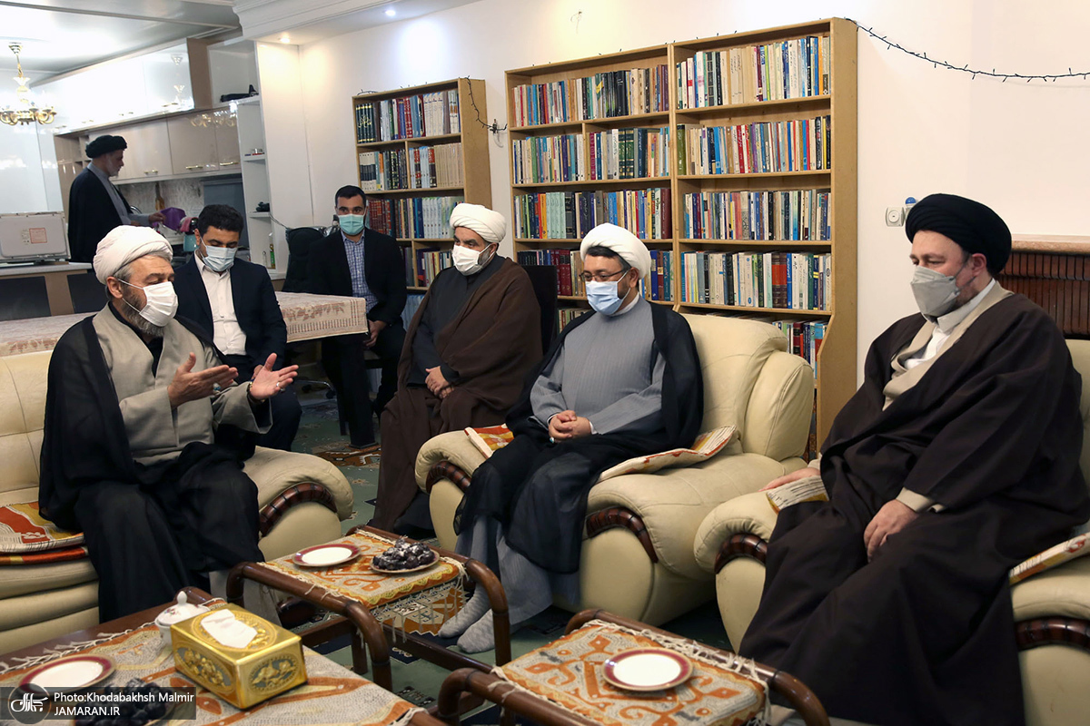 دیدار صمیمی سید حسن خمینی و فرزند علامه حسن زاده آملی‎(ره) 