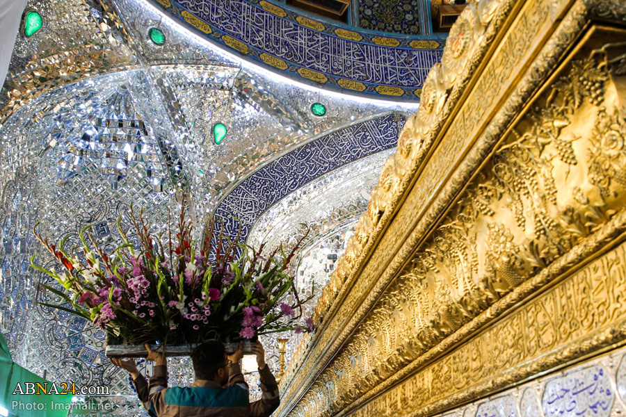 عکس/ گل آرایی ضریح حرم امام علی(ع) در آستانه میلاد رسول اکرم(ص)