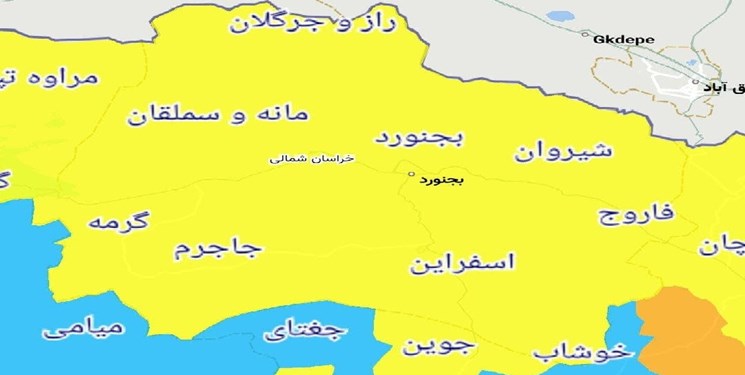وضعیت کرونایی خراسان شمالی زرد شد