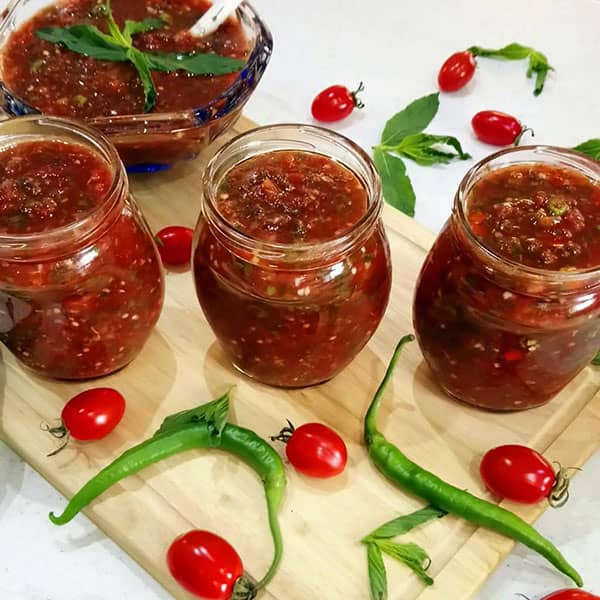 چتنی گوجه و فلفل خوشمزه و تند به روش سنتی هندی