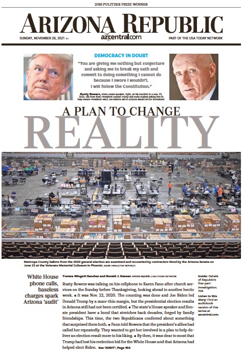 صفحه اول روزنامه آریزونا ریپابلیک/ برنامه ای برای تغییر حقیقت