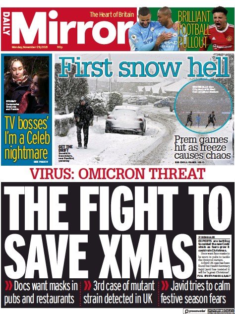 صفحه اول روزنامه دیلی میرور/ مبارزه ای برای حفظ کریسمس