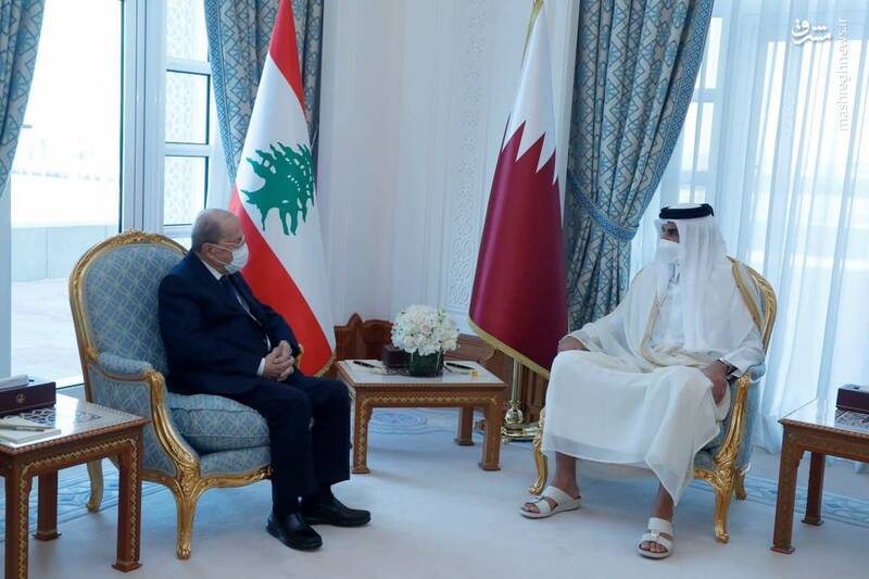 دیدار رئیس جمهور لبنان با امیر قطر