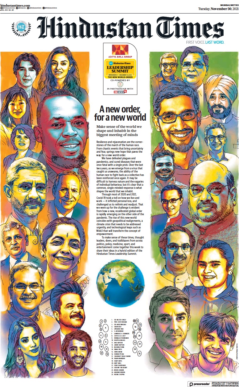 صفحه اول روزنامه هندوستان تایمز/ نظام جدید برای دنیای جدید