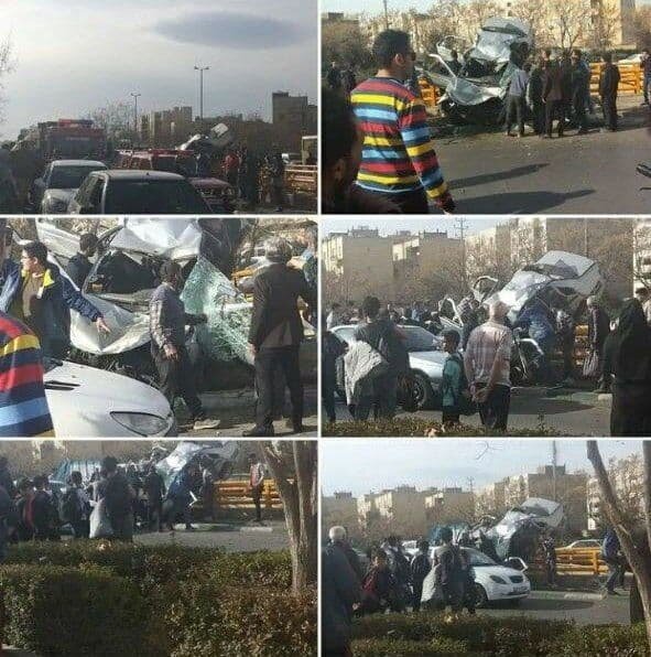 تصادف وحشتناک خودرو ۴۰۵ با ۵ سرنشین در تهران