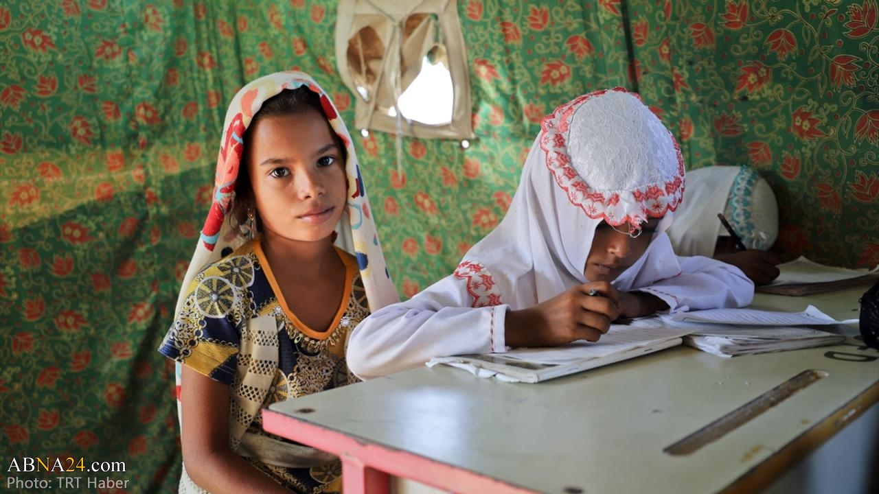 تحصیل دانش آموزان یمنی در چادر