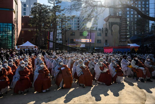 حرکت اعتراضی یک فرقه دینی بودایی در سئول