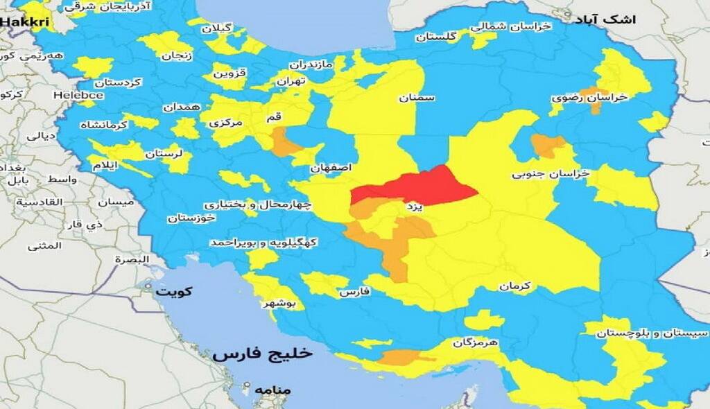 رنگ کرونایی ۴ شهر مازندران در کمتر از ۴۸ ساعت زرد شد