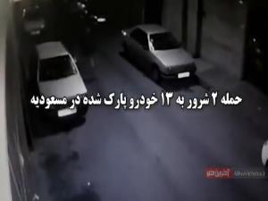 فیلم لحظه حمله دو شرور قمه به دست به 13 خودرو 