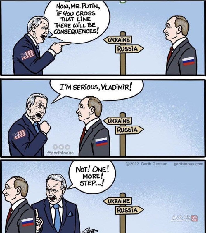 کاریکاتور/ شیوه تهدید پوتین توسط آمریکا