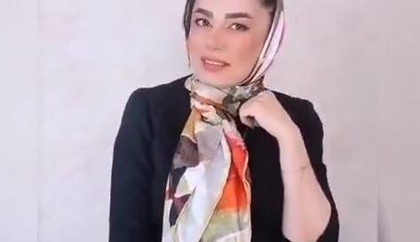 آموزش بستن روسری ساتن با مدلی زیبا