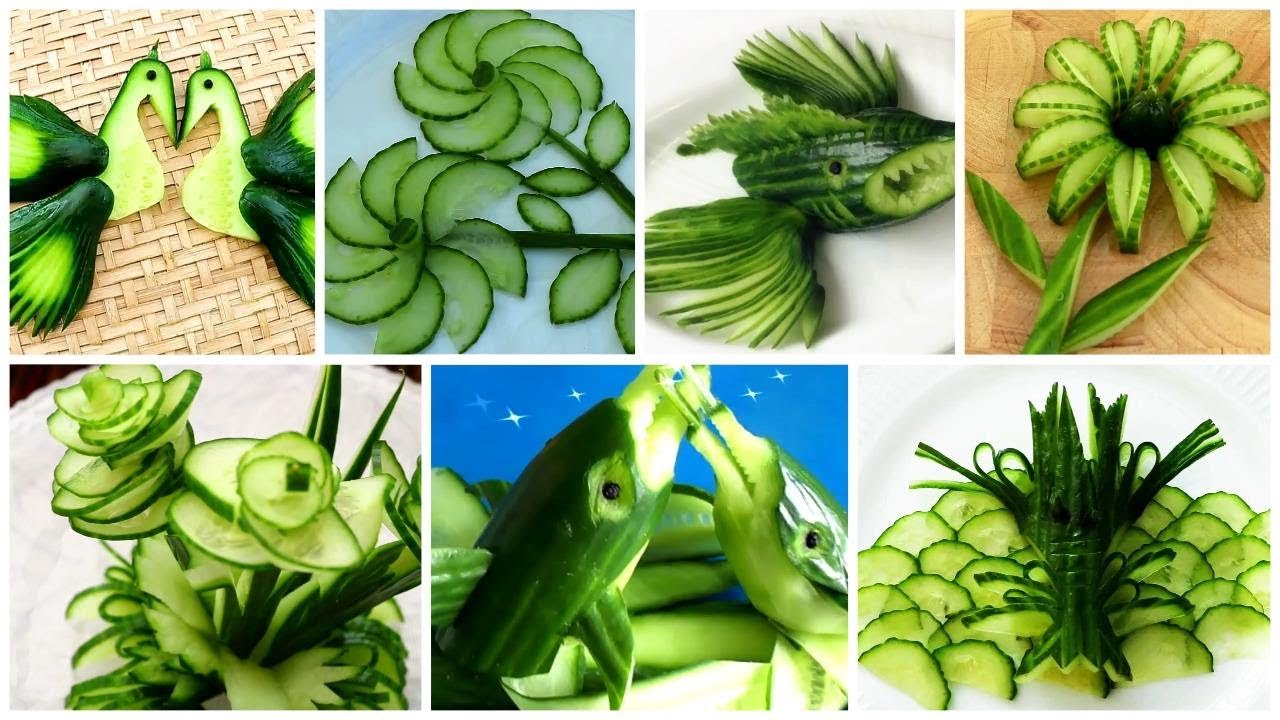 آموزش تزئین سالاد با خیار