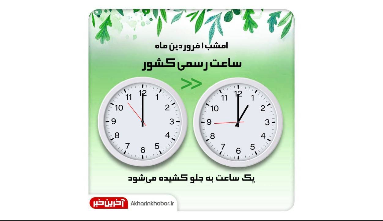 امشب ساعت رسمی کشور تغییر می‌کند