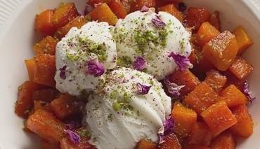 آموزش دسر متفاوت کدوحلوایی با بستنی وانیلی