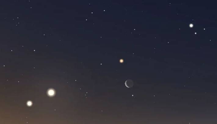 ‌اجتماع ماه و سیارات در آسمان صبحگاهی