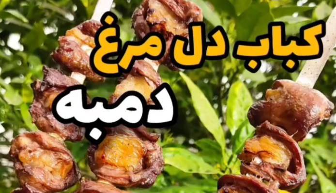 طرز تهیه کباب دل مرغ با دنبه ساده و خوشمزه