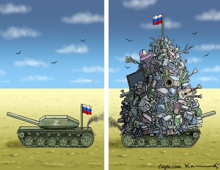 کاریکاتور/ ارتش روسیه قبل و بعد از حمله به اوکراین!