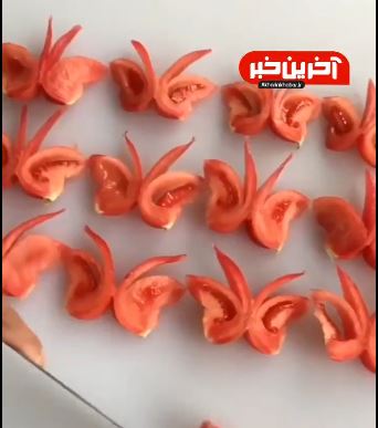 خلاقیت در تزئین گوجه سالاد و دورچین