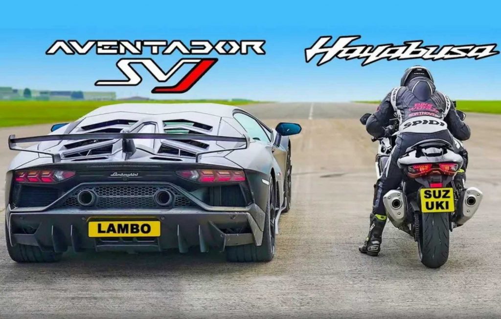درگ هیولاهای دوچرخ و چهارچرخ، سوزوکی هایابوسا در برابر اونتادور SVJ
