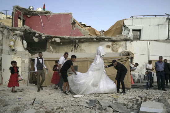 مراسم عروسی یک زوج فلسطینی در قدس 