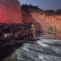 آتش‌سوزی ۶ کامیون حامل سوخت در اراضی اشغالی