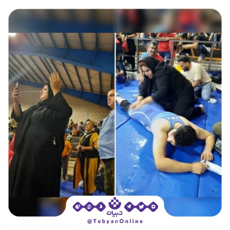 حال و هوای مادر یکی از کشتی‌گیران در حاشیه مسابقات کشتی قهرمانی گیلان 