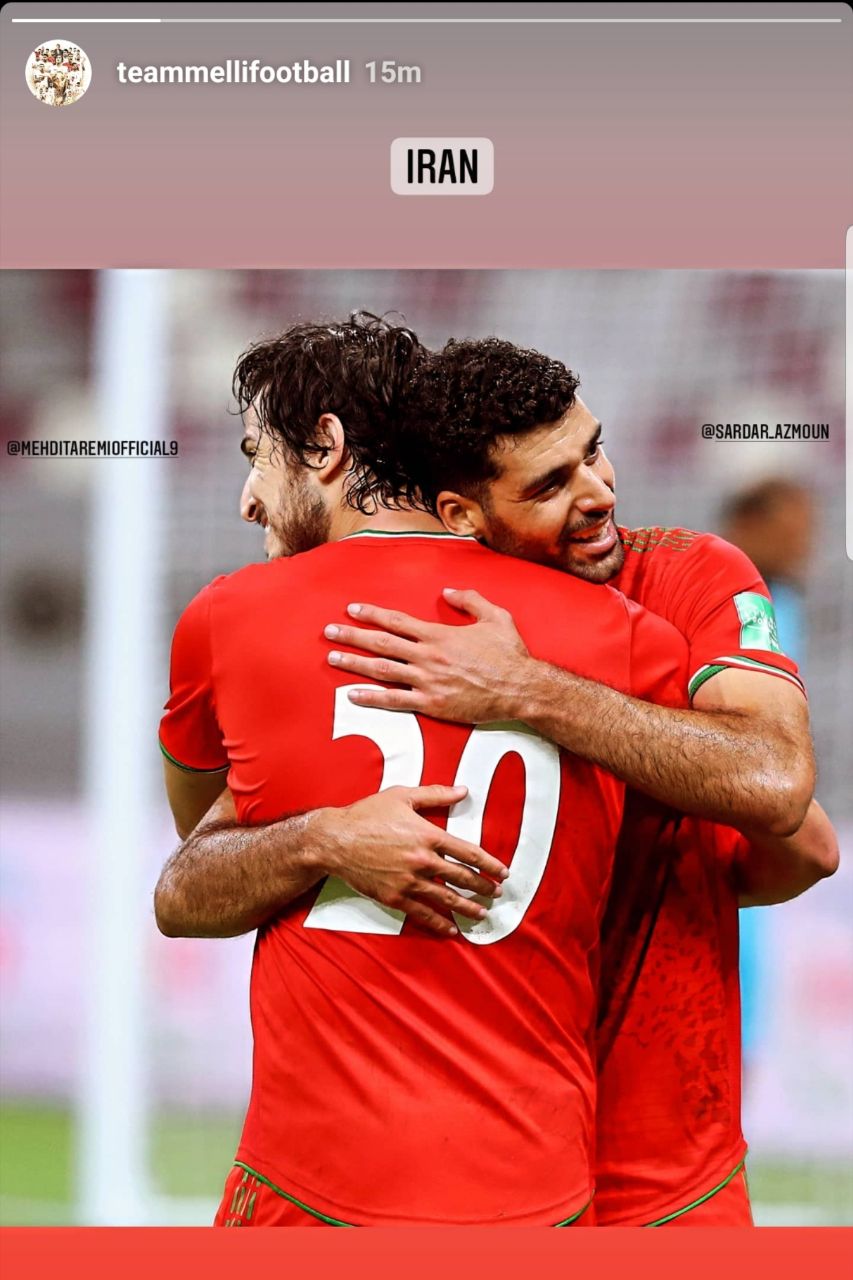 استوری اکانت رسمی تیم ملی فوتبال ایران برای اتحاد بازیکنان در مسیر جام جهانی