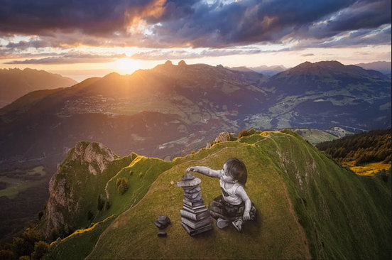 نقاشی سه بعدی روی کوه در سوییس