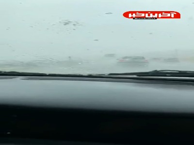 بارش سنگین تگرگ در جاده فیروزکوه