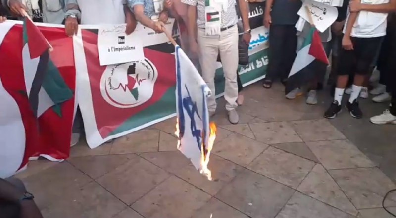 آتش زدن پرچم رژیم صهیونیستی در مغرب
