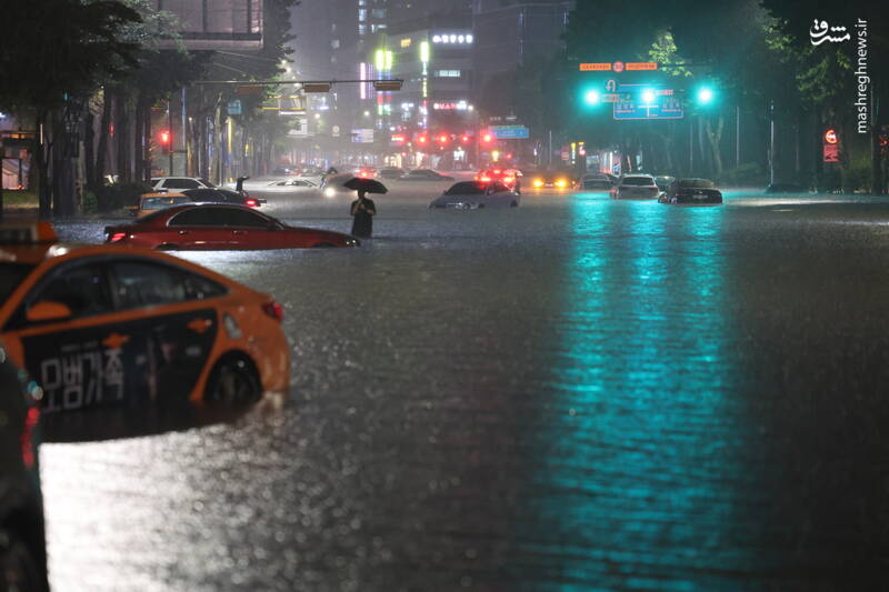 عکس/ باران سیل آسا در سئول