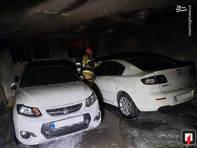 مهار آتش سوزی یک خودرو در ساختمان مسکونی
